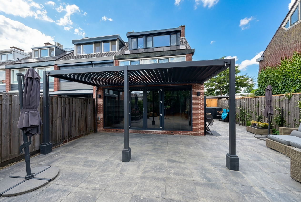 Aluminium overkapping op maat in Gorinchem — Loevestein Buitenleven